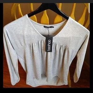 Boohoo Light Gray Women's Blouse
